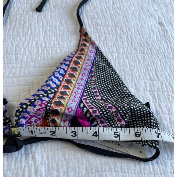 La Blanca String Bikini Top SZ 10 Colorful Print NEW - Picture 7 of 8